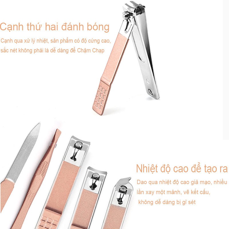 7 Cái Thép không gỉ Nail Clipper Cắt Tông đơ Ear Pick Chải Kit Làm móng chân móng chân Twisszer Công cụ làm LFZ-MJTZ-DIY