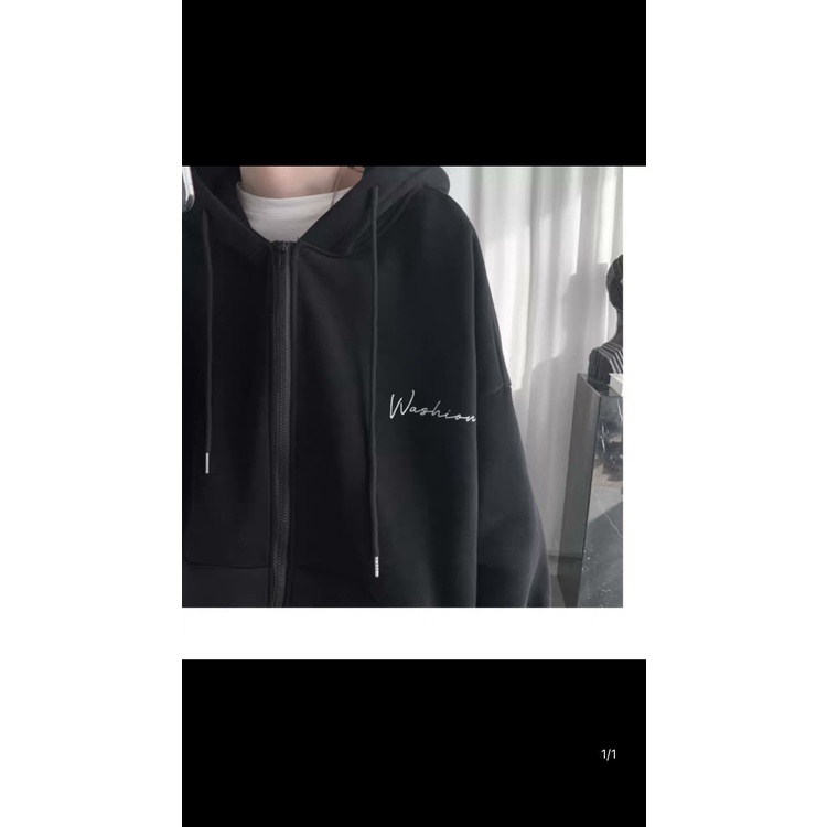 Áo khoác nỉ nam nữ  WASHON form rộng đi học có dây kéo áo hoodie nữ form rộng có dây kéo