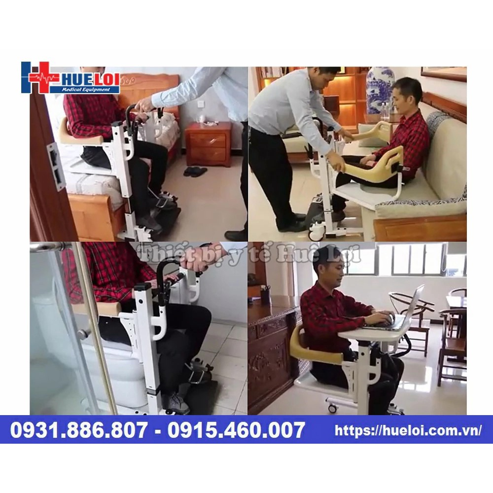 Xe lăn đa năng cho người già có bô vệ sinh