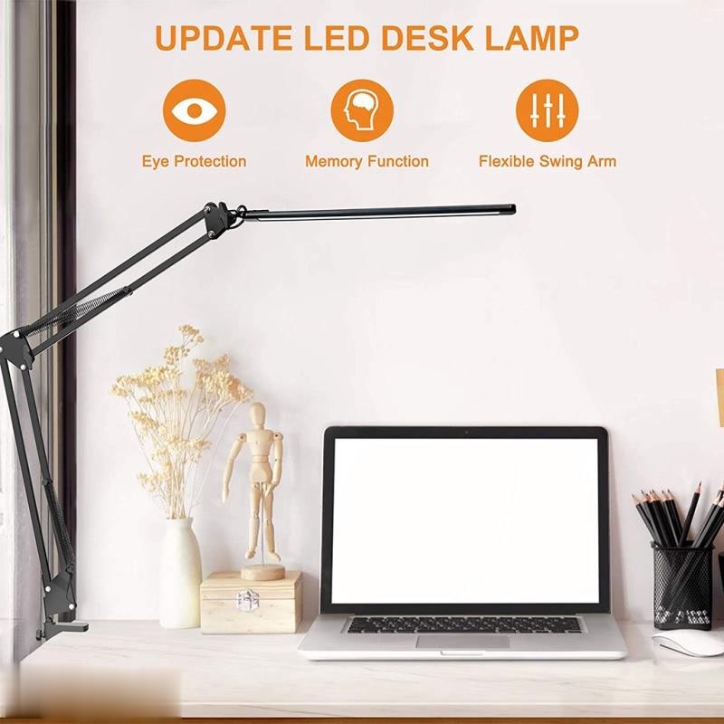 Kẹp Kim Loại Đèn LED Kẹp Bàn Pixar Linh Hoạt Có Thể Điều Chỉnh 10 độ sáng, đổi 3 màu, LED Thanh treo mành hình
