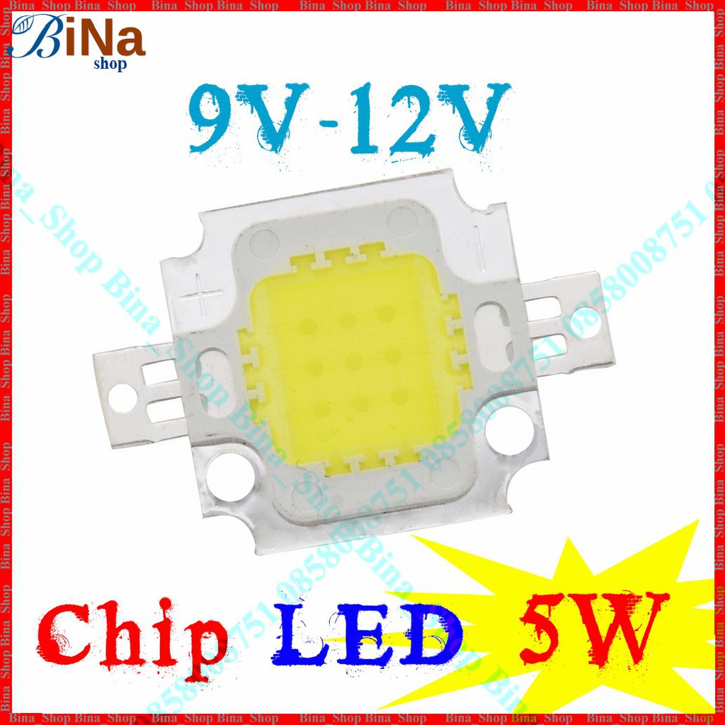 Chip Led 5W DC 12V trắng/vàng