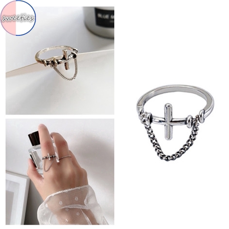 Nhẫn nữ hình chữ thập phong cách punk cổ điển