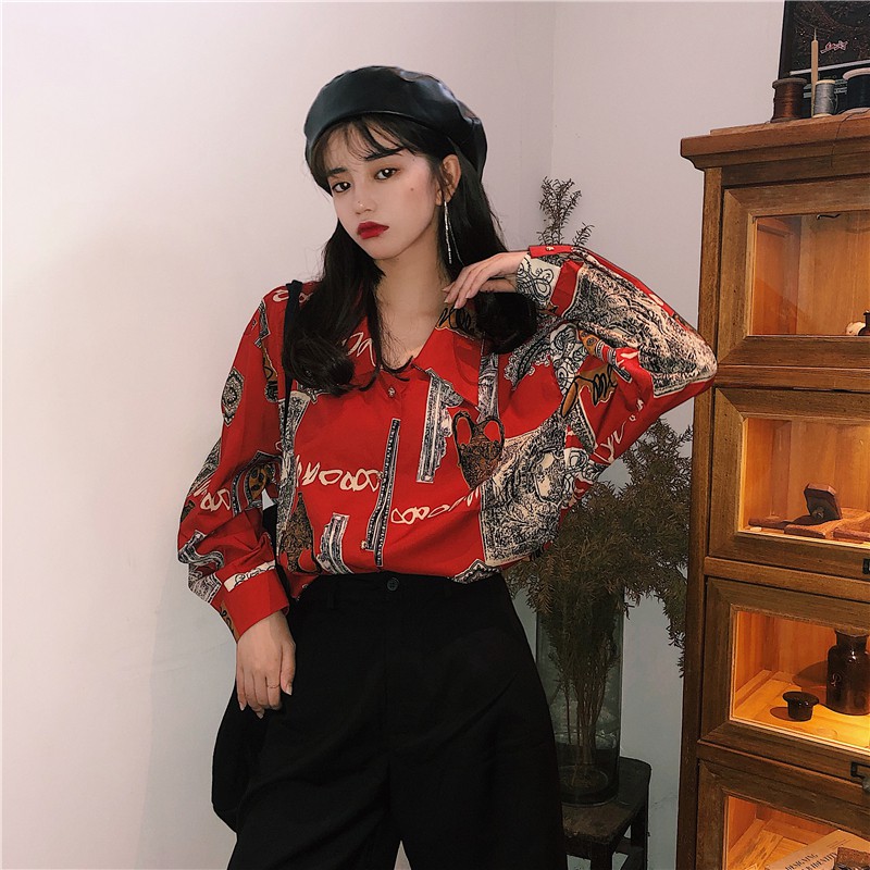 Áo sơ mi nữ tay dài Emilyshop ulzzang