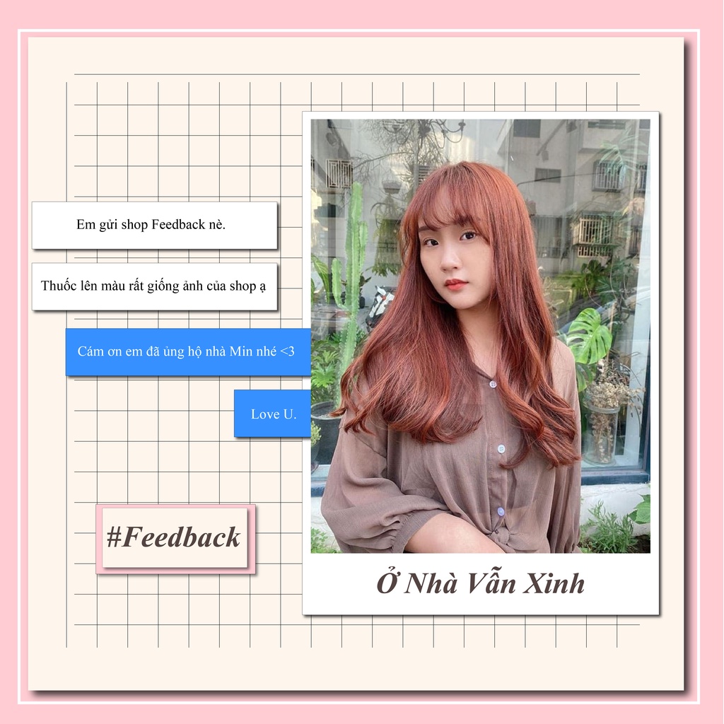 Thuốc nhuộm tóc màu nâu cam , tặng kèm oxy trợ dưỡng và bao tay