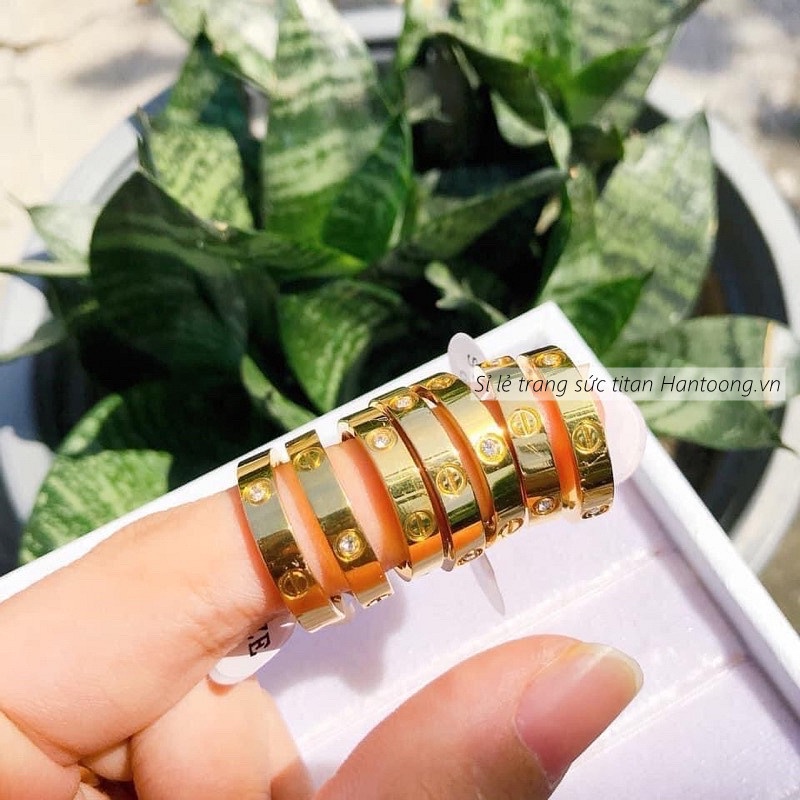 Nhẫn titan nữ không gỉ mạ vàng 18k thiết kế phong cách ins hàn quốc thời trang