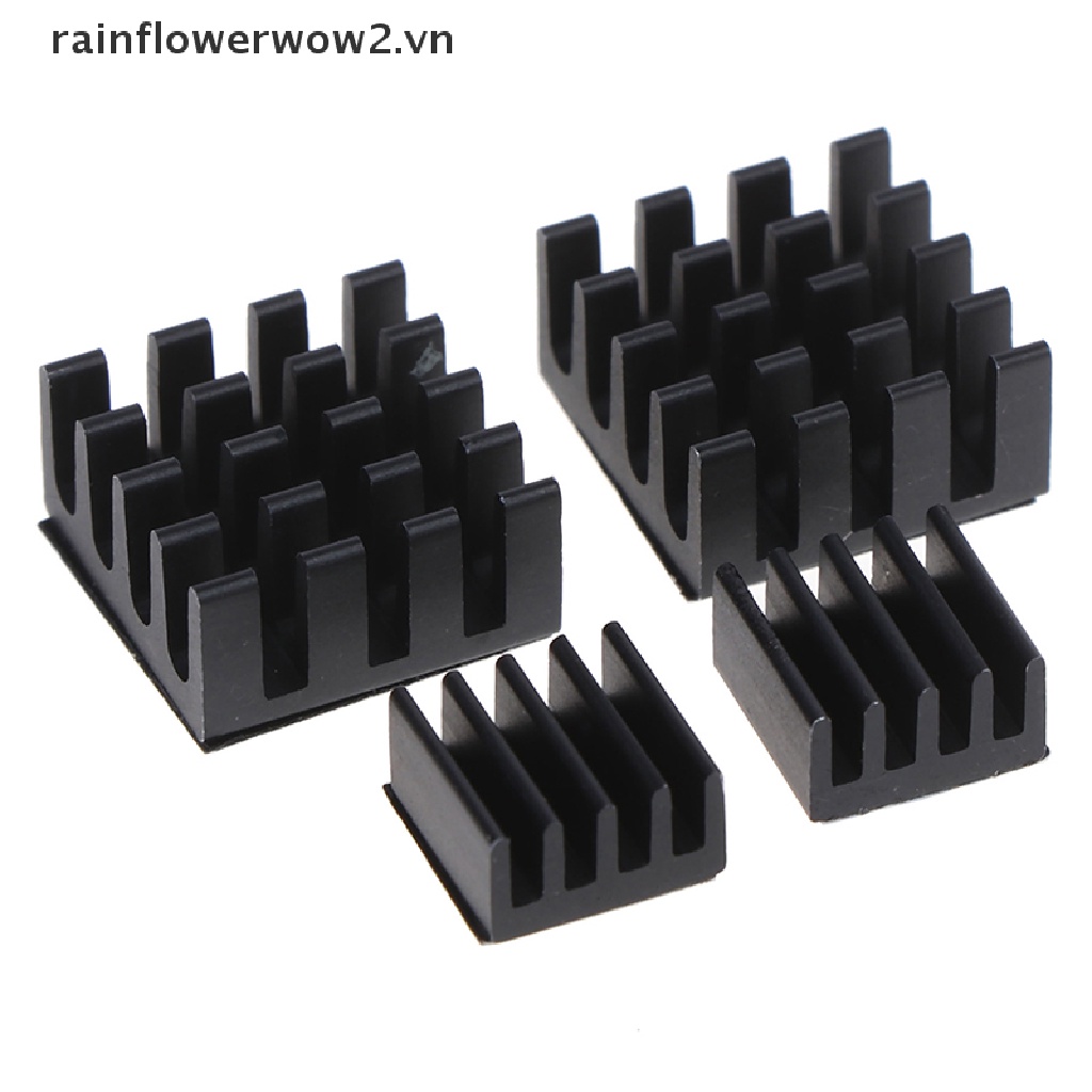 Set 4 Bộ Tản Nhiệt Làm Mát Bằng Nhôm Màu Đen Cho Raspberry Pi 3 / 2 / Rpi B +