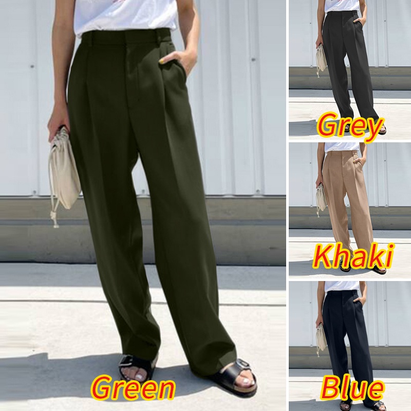 Quần dài Zanzea lưng thun có túi phong cách retro cho nữ