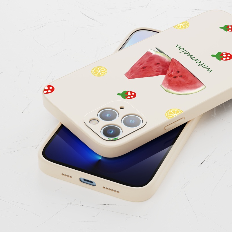 Ốp lưng iphone Ốp điện thoại SUNTAIHO silicon mềm họa tiết dưa hấu và chanh cho iPhone 13 12 11 Mini Pro X XR XS Max 7 8 Plus