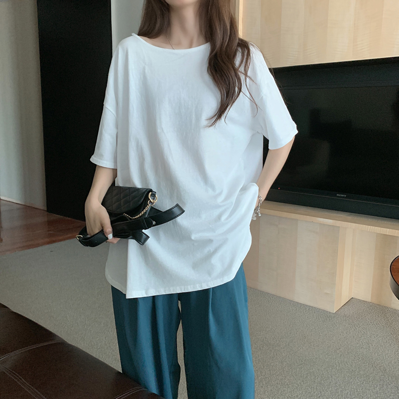 Áo thun dáng rộng ngắn tay thiết kế hở lưng thời trang cho nữ