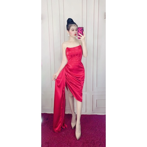 Đầm body cúp nhún bèo eo sang trọng TRIPBLE T DRESS - size M/L -MS89Y