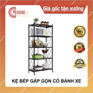 Kệ Sắt Gấp Gọn Đa Năng chịu được Tải Trọng Lớn 4,5 tầng có bánh xe tiện lợi