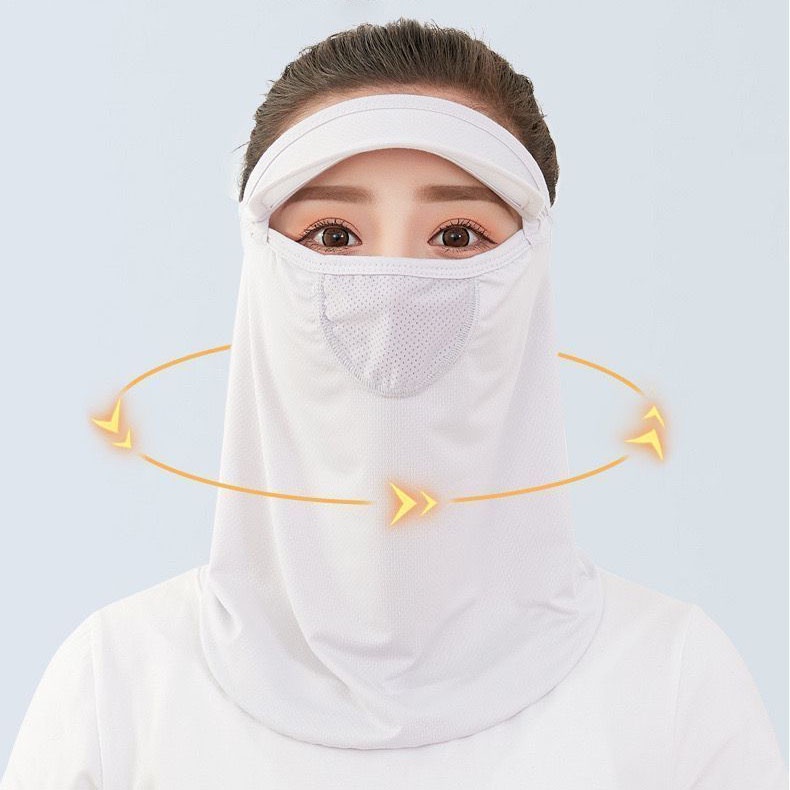 Mặt Nạ Chống Nắng Toàn Diện Bằng Lụa Mát Thoáng Khí Có Mũ Trùm Đầu