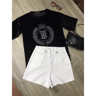 Áo nhung đính đá cộc tay - Thampee