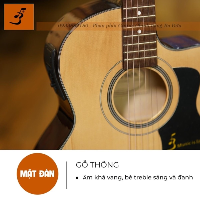 Đàn Guitar Acoustic T70 Ba Đờn, Mặt Gỗ Thông Cao Cấp, Có TY Chỉnh Cần 2 Chiều - Âm Thanh Hay Tặng Phụ Kiện
