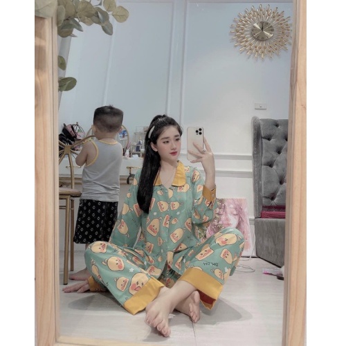 Đồ Bộ Pijama Lụa Tay Dài-Quần Dài Chất Liệu Mango  [HÀNG ĐẸP CHUẨN] [ẢNH THẬT +VIDEO]