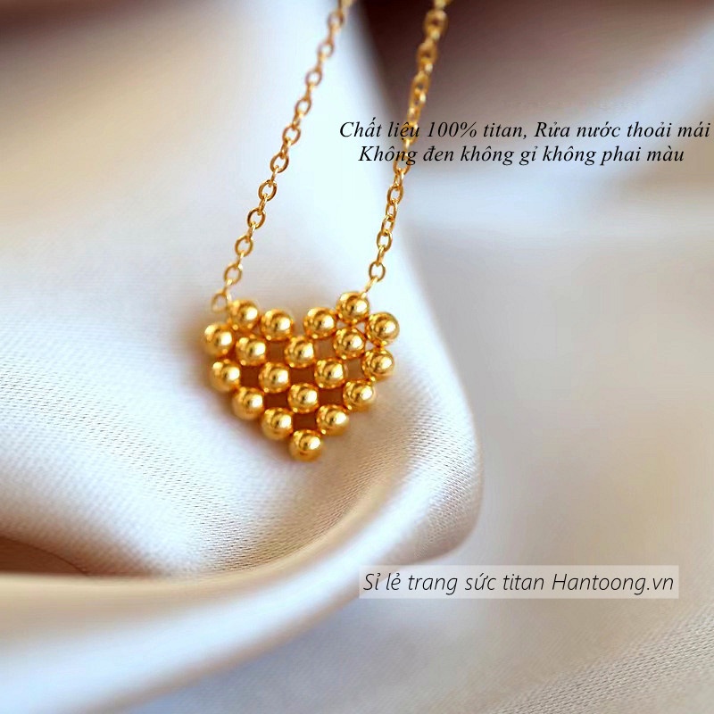 Dây chuyền nữ bằng titan không gỉ mạ vàng 18k hình trái tim xinh xắn dễ thương