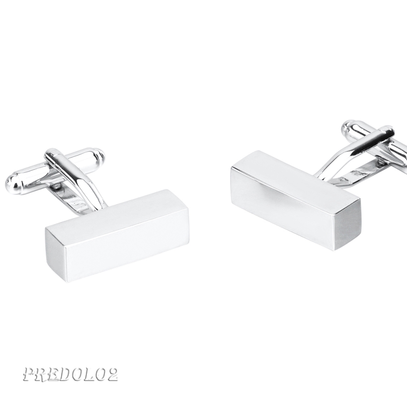 [Predolo2] Khuy Măng Sét Hình Chữ Nhật Bằng Đồng Bạc Cho Đám Cưới