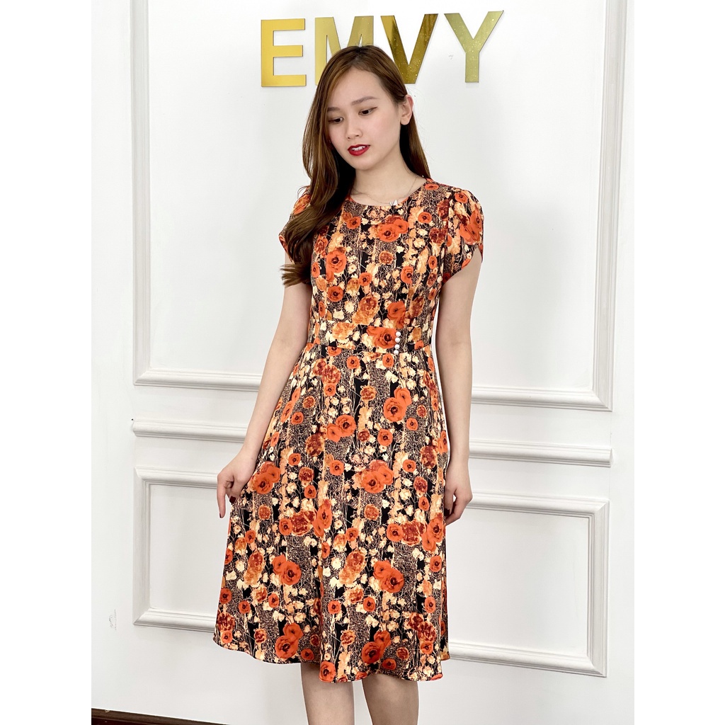 Đầm công sở thiết kế dáng xòe chất liệu lụa tằm ý cao cấp B57 Emvy | BigBuy360 - bigbuy360.vn