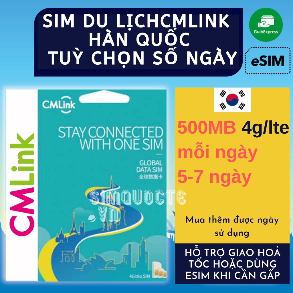 Sim Du Lịch 4G 5G Hàn Quốc CMLINK Tốc Độ Cao Hỗ trợ Giao Nhanh và Esim