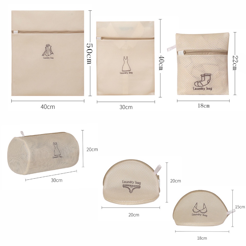 Set 6 Túi Lưới Giặt Đồ Cao Cấp 2 Lớp Có Khóa Tiện Dụng Máy Giặt Bảo Vệ Quần Áo Loại 1