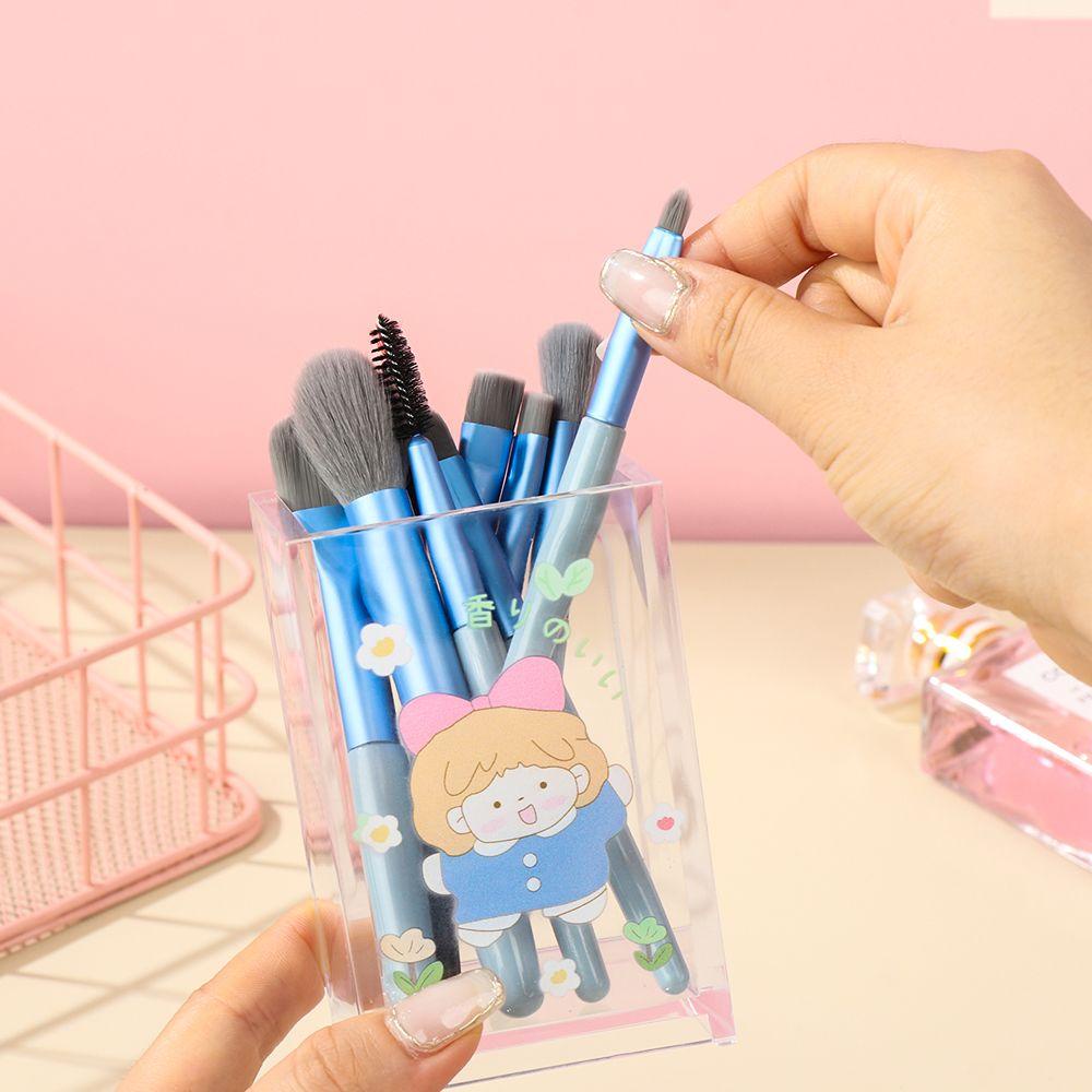 Hộp Đựng Cọ Trang Điểm Trong Suốt Họa Tiết Hoạt Hình Dễ Thương