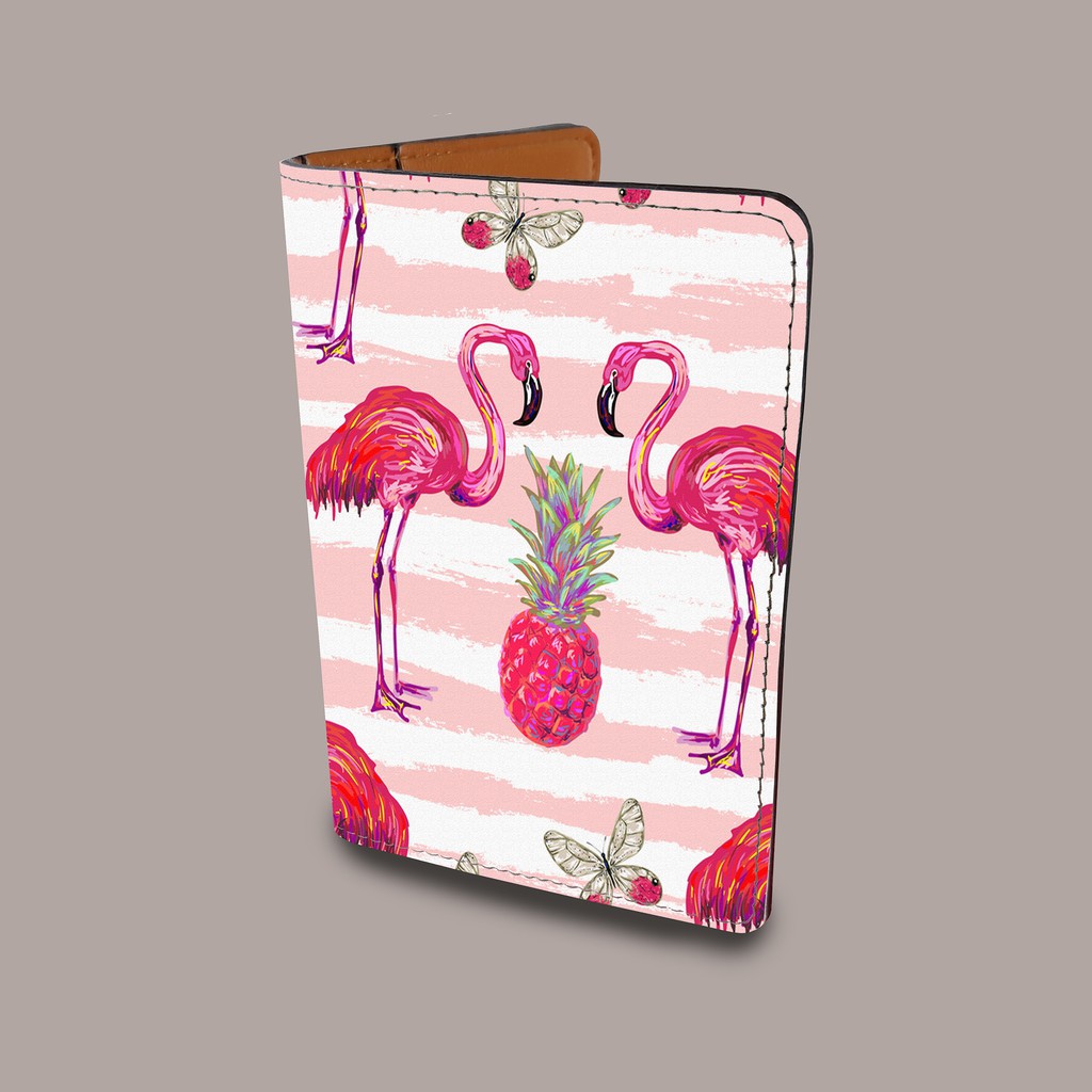 Bao Da Passport Du Lịch - Ví Đựng Hộ Chiếu - In Hình Hạc FLAMINGO AP03