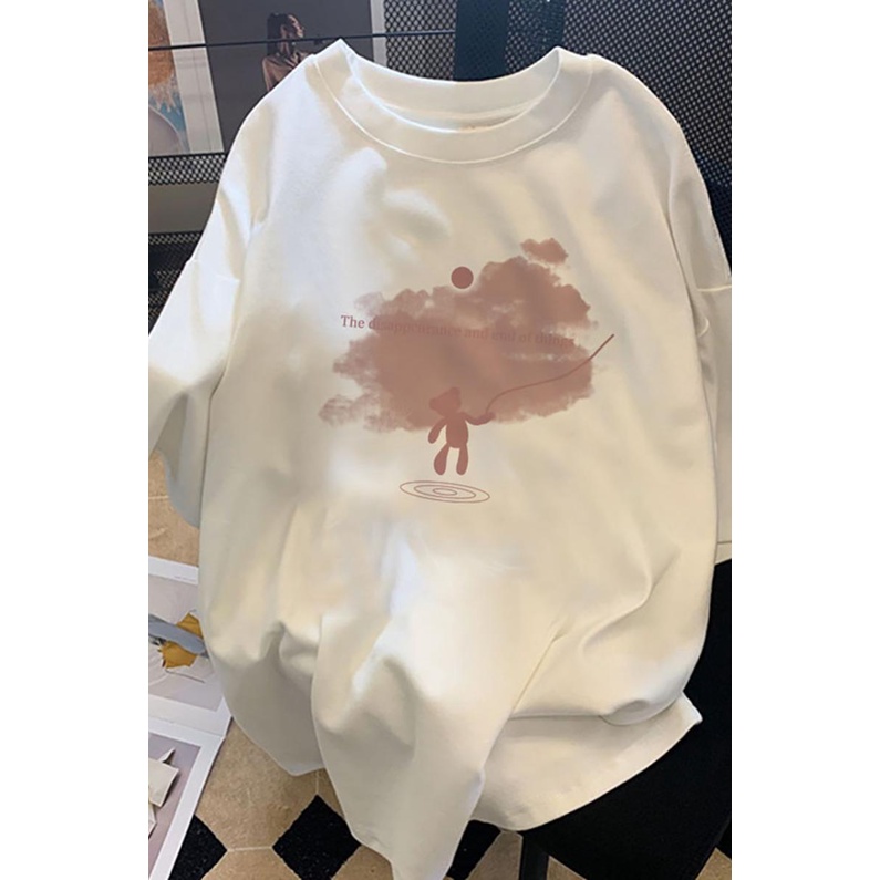 NRVP Áo thun tay ngắn cổ tròn 100% cotton thời trang phong cách Hàn Quốc cho nữ