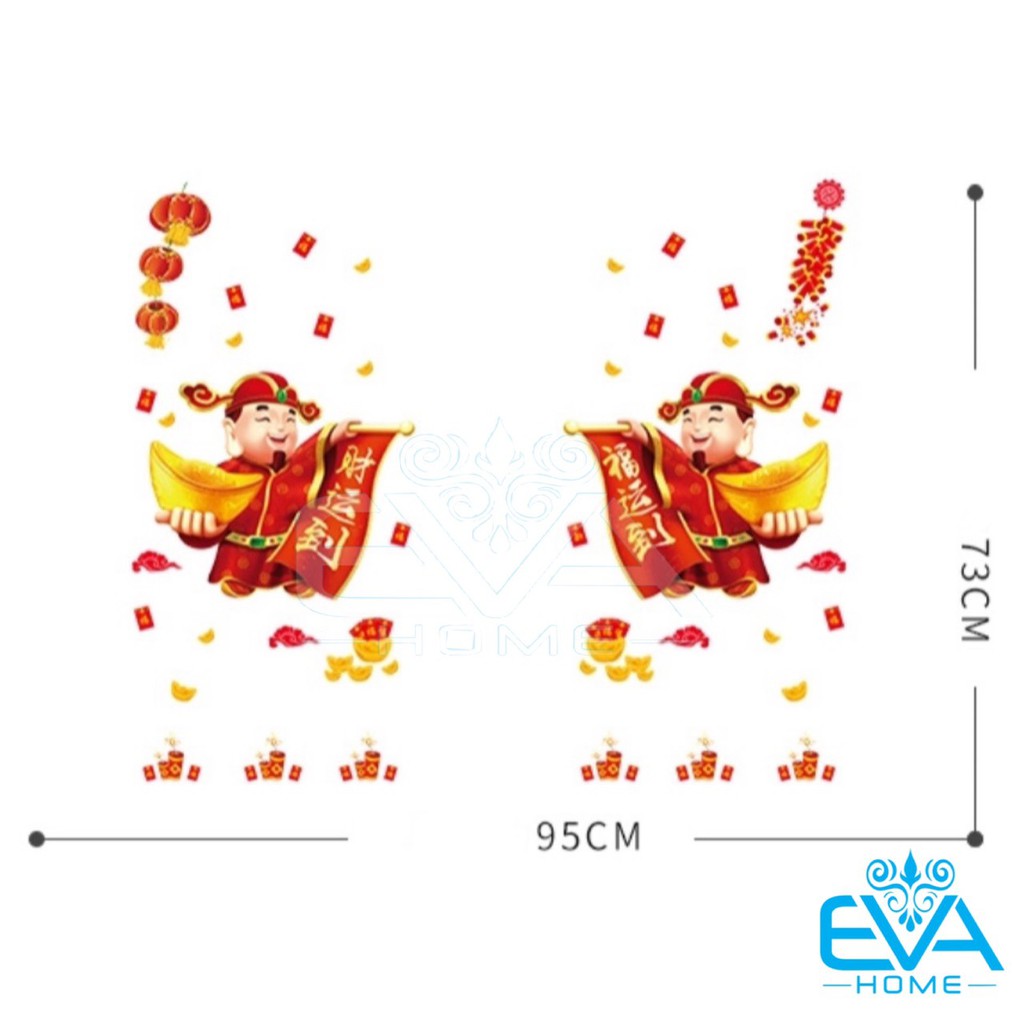 Decal Dán Tường Dán Kính Trang Trí Tết Họa Tiết Thần Tài Đón Tết XH6234 M0728
