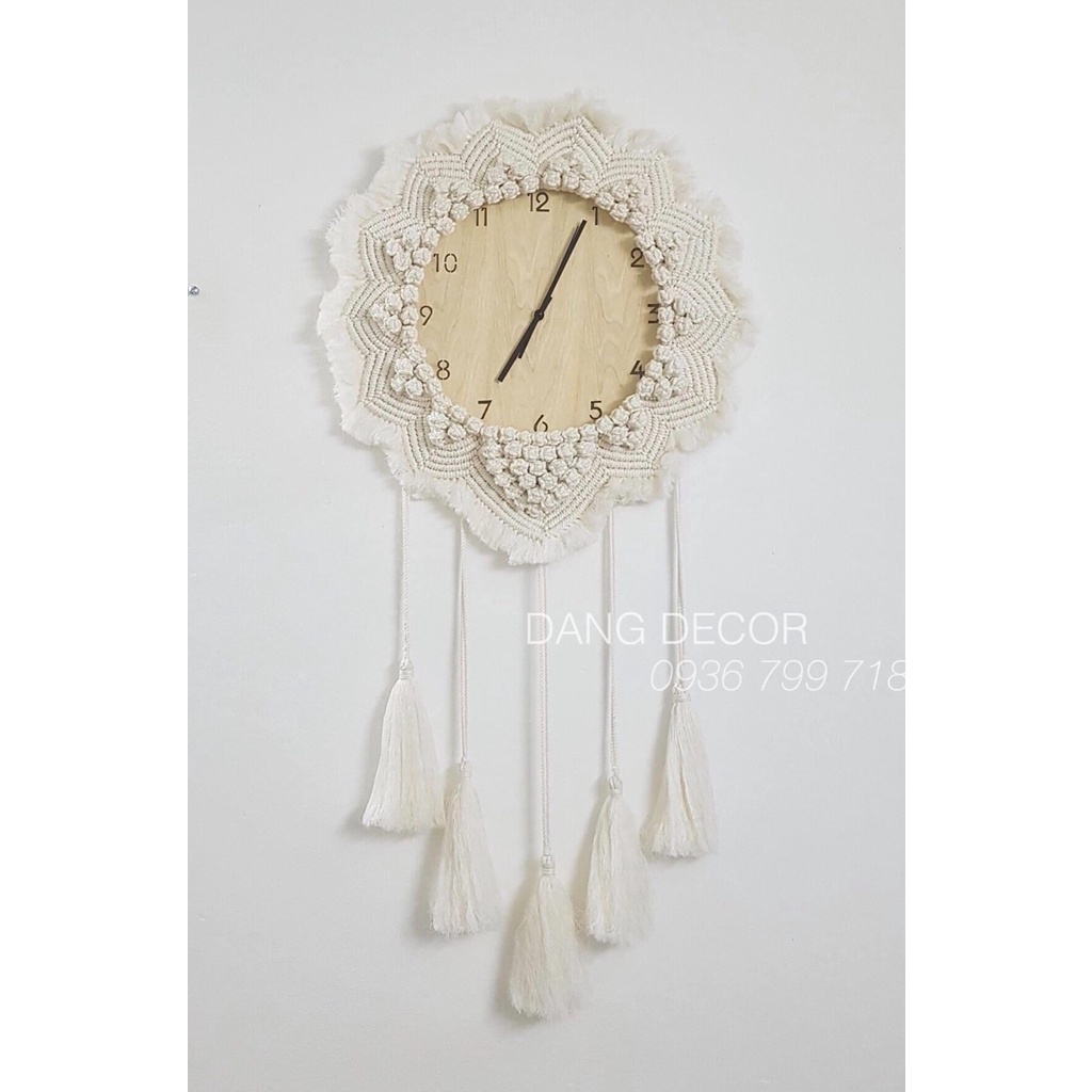 Đồng hồ macrame treo tường trang trí nhà cửa phong cách Boho có nhiều mẫu