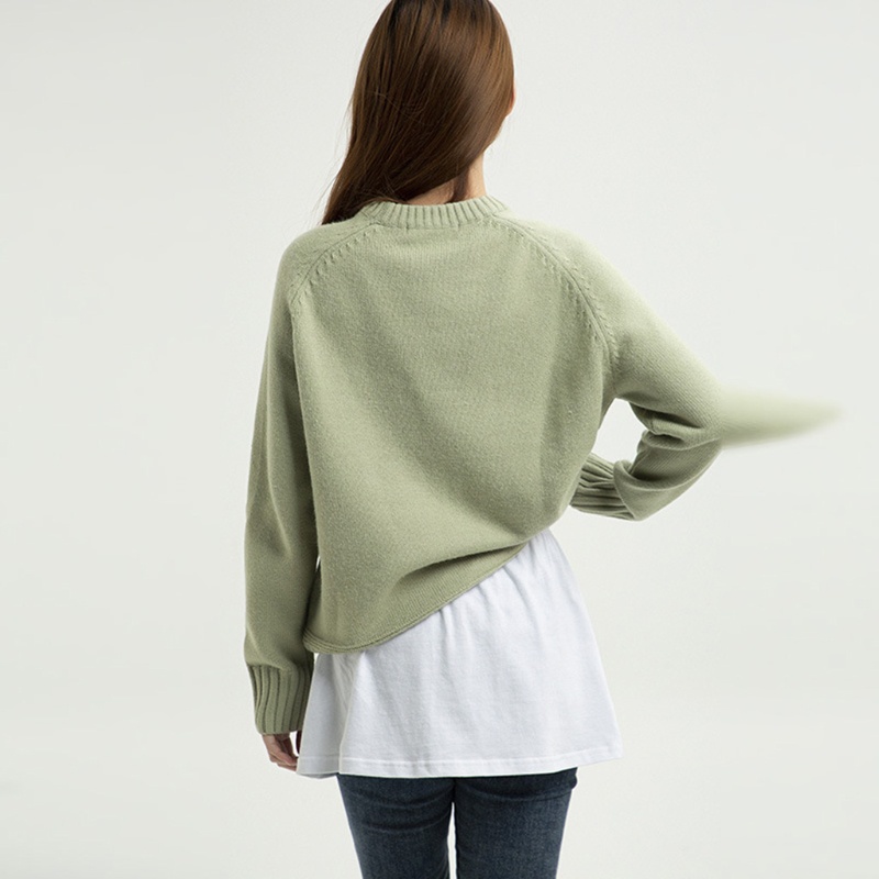 Xiangbao Áo Sweater Mùa Đông Viền Giả Màu Trơn xiangbao Giả Xiang Tháp Quét Nửa Thân Dài Mini