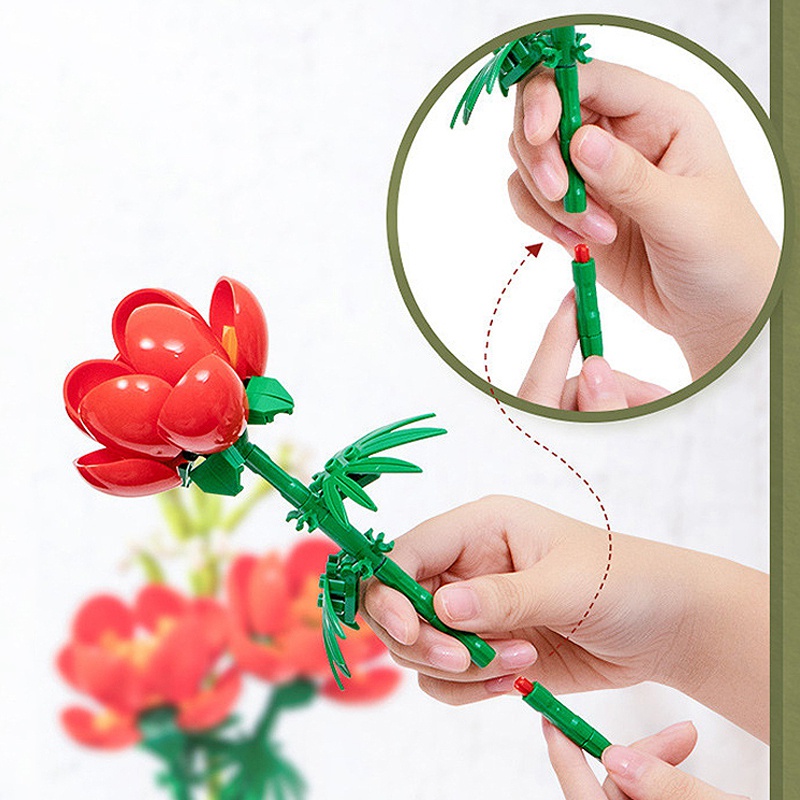 Khối Lắp Ráp Hoa Hồng 3D DIY Sáng Tạo