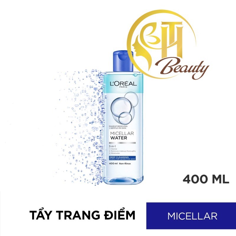 [CHÍNH HÃNG] Nước tẩy trang cho mọi loại da L'Oreal Paris 3-in-1 Micellar Water 400ml - HTbeauty | BigBuy360 - bigbuy360.vn