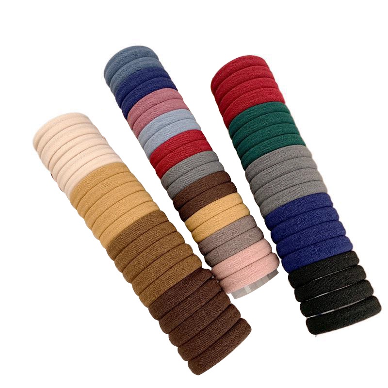 Set 20 Dây Buộc Tóc Cao Su Dày Co Giãn Tốt Thiết Kế Đơn Giản Thời Trang Cho Nữ