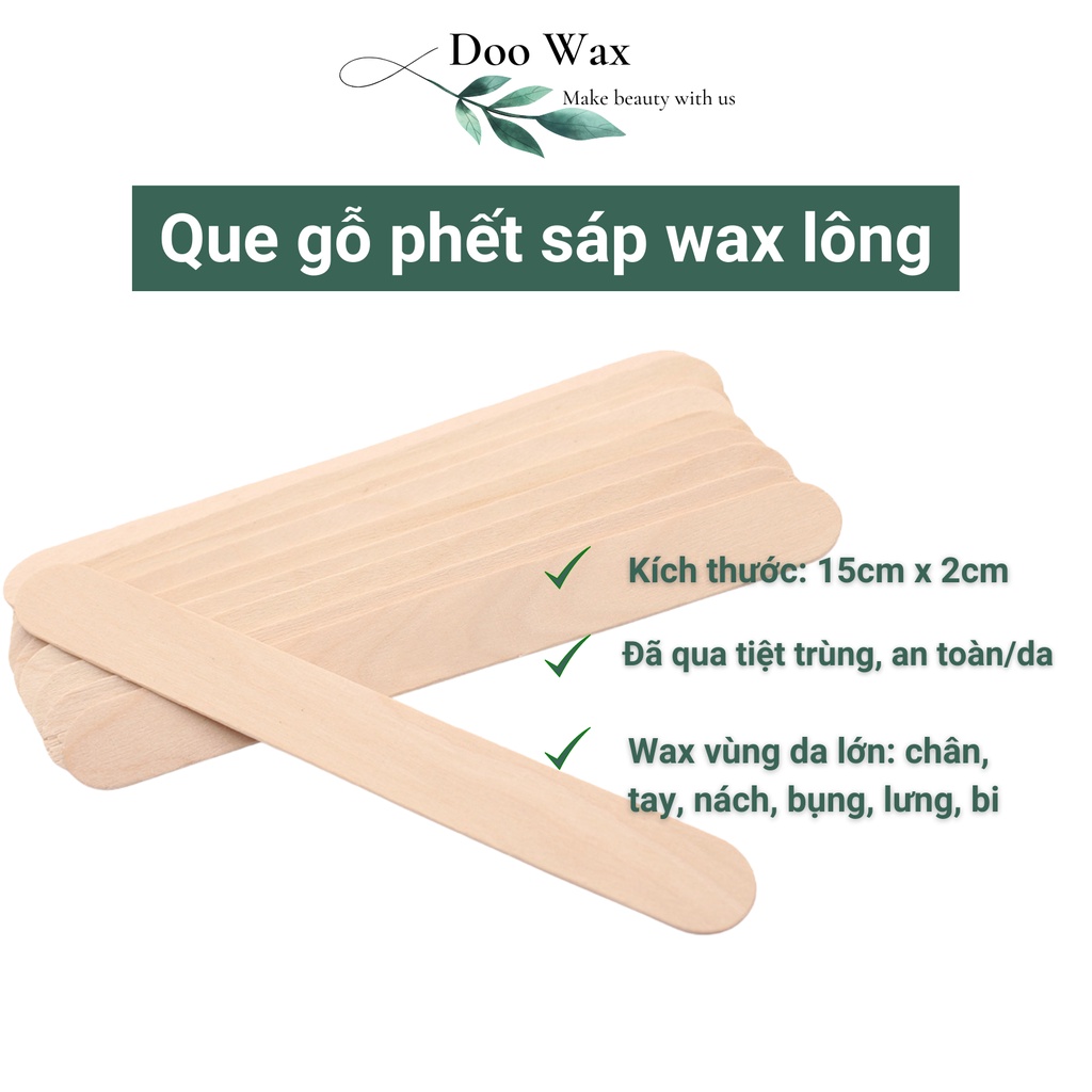 [Che tên] Que gỗ wax lông, triệt lông sạch sẽ gỗ mới 15 x2cm tiệt trùng, không ẩm mốc, cứng, an toàn cho da