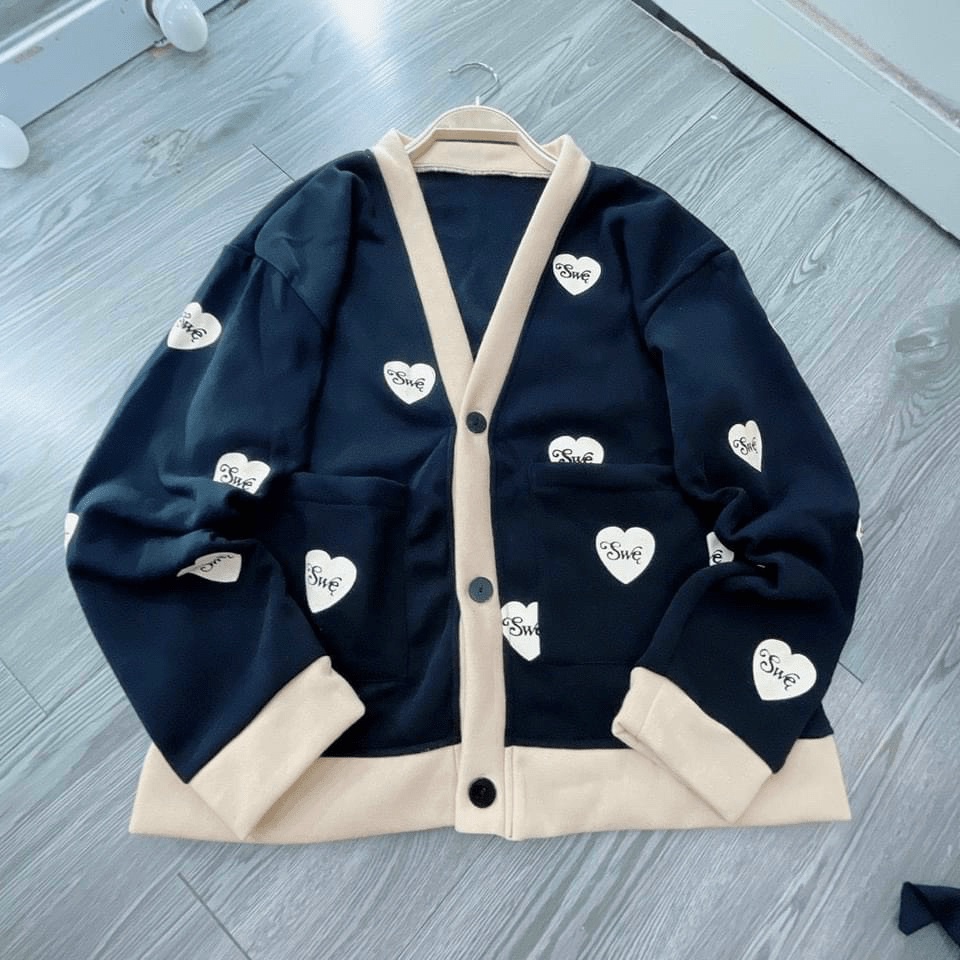 Áo Khoác Nỉ Nữ Cardigan Trái tim Phong Cách hàn XInh Đẹp