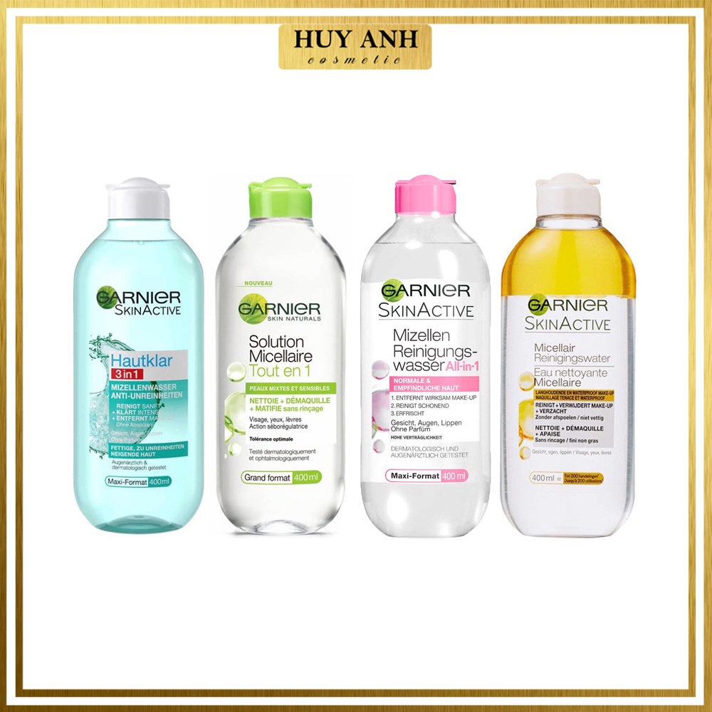 Nước tẩy trang Garnier không cồn cho da dầu mụn da nhạy cảm của Đức Pháp 400ml