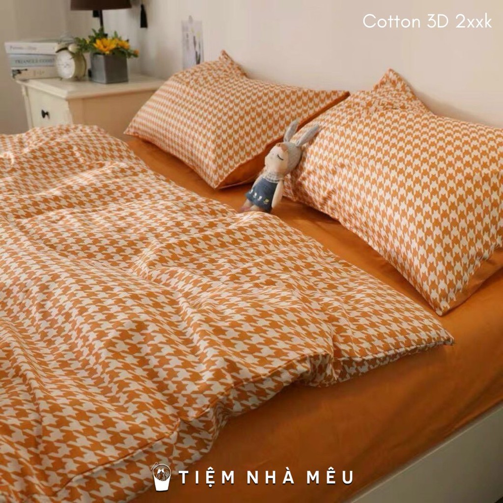 Bộ Chăn Ga Gối Cotton 3D✨ m6/m8/2m-Tiệm Nhà Mêu✨Set 4 Món Poly Siêu Đáng Yêu Bedding - Decor Hàn Quốc ( V0L2)