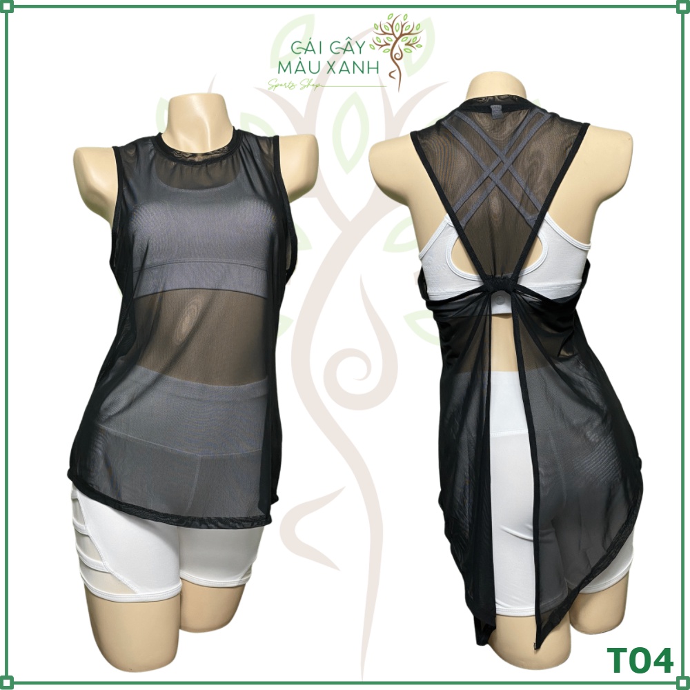 Áo Tanktop Lưới Mịn Xẻ Tà Lưng