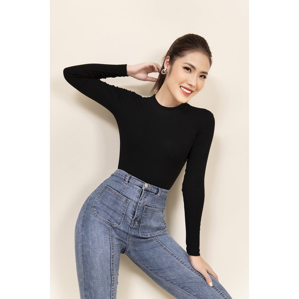 BODYSUIT CỔ KÍN DÀI TAY TRẮNG