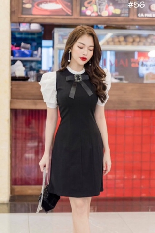 Đầm tiểu thư kèm nơ (ảnh thật)