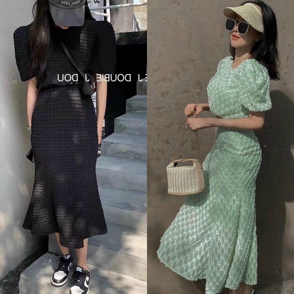 SET ÁO TAY PHỒNG KÈM CHÂN VÁY ĐUÔI CÁ