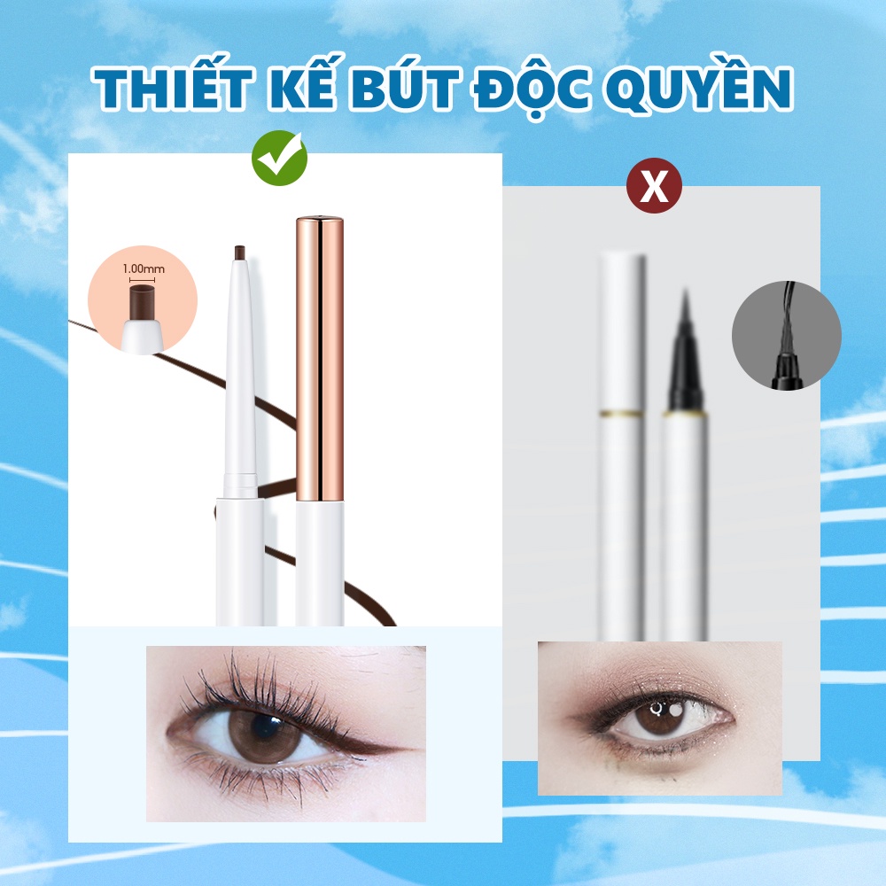 Bút chì kẻ mắt siêu mảnh 1.0mm O.TWO.O có 4 màu kháng nước đường kẻ mịn trang điểm mắt hiệu quả 13g