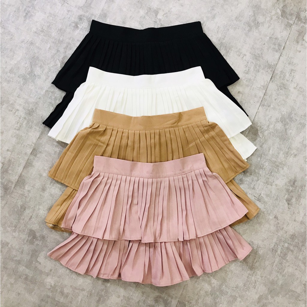 Chân váy xòe bồng bềnh xếp ly 2 tầng THUS, Váy ngắn nữ có lót trong cực xinh CV1C01 | BigBuy360 - bigbuy360.vn