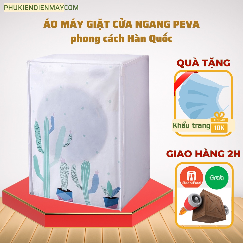 Áo trùm máy giặt cửa ngang, bao trùm máy giặt cửa trước chống mưa - nắng, họa tiết bao trùm máy giặt xinh xắn dễ thương