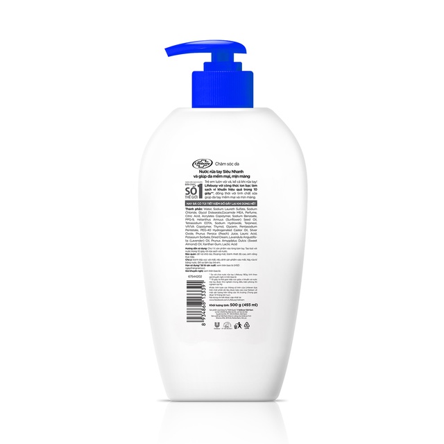 [ GIÁ HỦY DIỆT ] Nước rửa tay Lifebuoy Bảo vệ khỏi vi khuẩn 500gr (Chai)