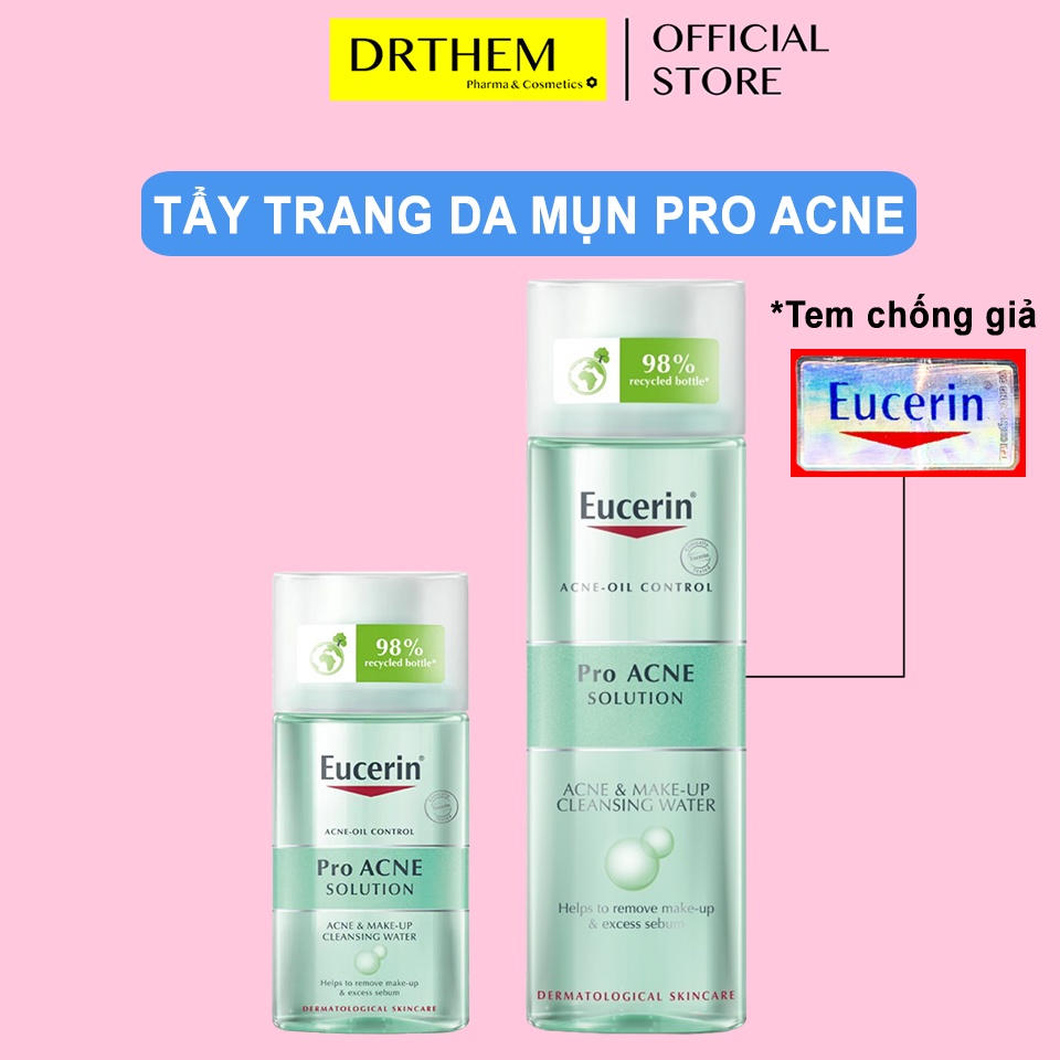 Nước Tẩy Trang Cho Da Dầu Mụn Eucerin Pro Acne Solution Acne &amp; Make Up Cleansing Water 125ml-200ml Proacne