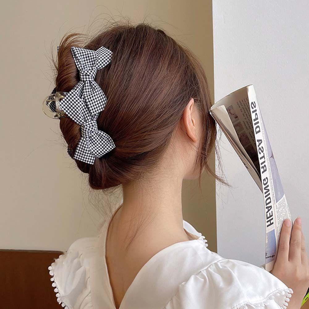 Kẹp Tóc Càng Cua Đính Nơ Bằng Acrylic Cỡ Lớn Thanh Lịch Cho Nữ