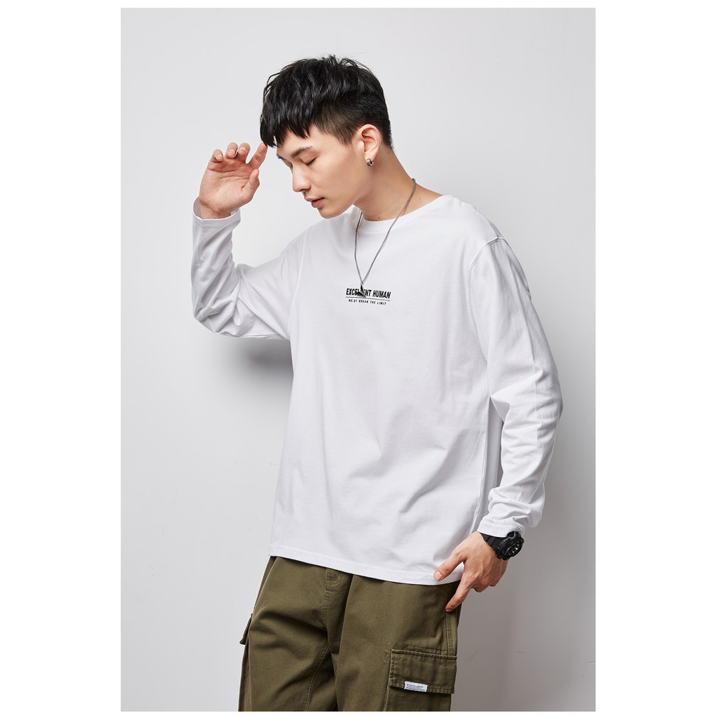 Áo thu đông tay dài nam nữ unissex thiết kế cổ tròn 2 màu đen trắng in hình basic vải cotton giữ nhiệt ATH24 | BigBuy360 - bigbuy360.vn