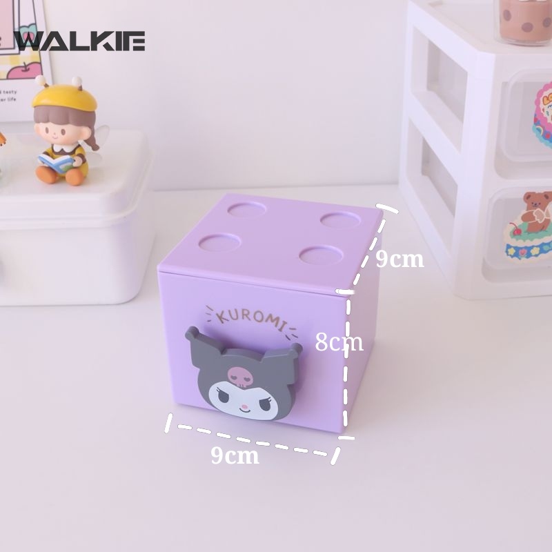 SANRIO Hộp Đựng Trang Sức Trong Suốt In Hình Hoạt Hình Dễ Thương Có Ngăn Kéo Tiện Dụng