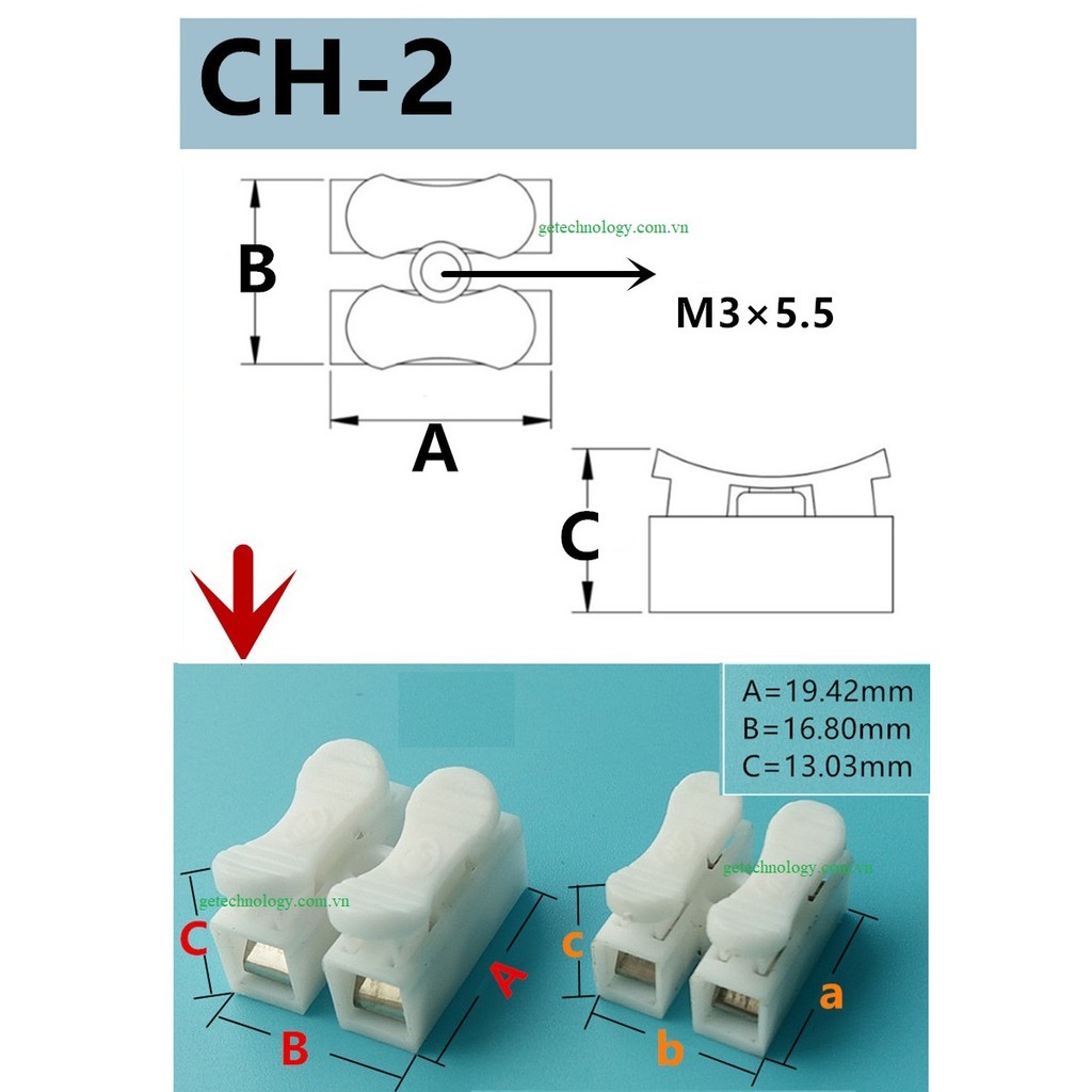 Cút nối dây điện CH-2  kẹp nối điện CH2 CH-2 Đầu nối nhanh dây điện CH-2